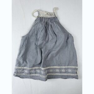 Vineyard Vines Blue White Striped Rope Halter Top Eyelet Lace Hem Womens Small
